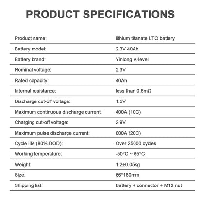 Grade A+ YinLong 2.3V LTO Battery