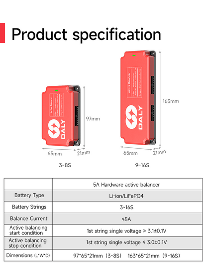 5A Active Balancer Hardware Version for 3-16S LiFePo4 Battery