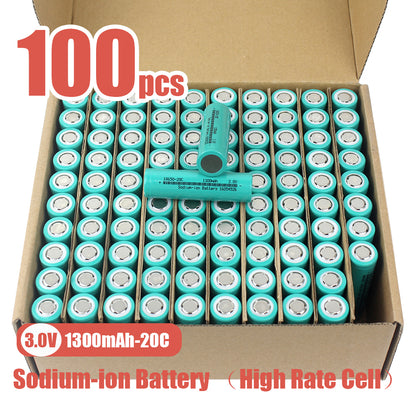 Grade A+ Cylindrical Sodium-ion Battery 18650 3V 1300mAh Discharge 20C